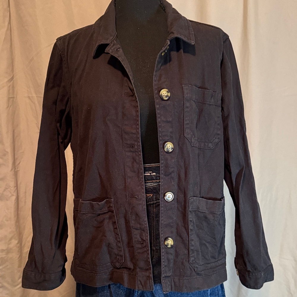 Quince Midnight Black Denim Jacket